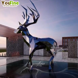Estatua <span class=keywords><strong>de</strong></span> metal <span class=keywords><strong>de</strong></span> tamaño real, escultura abstracta, estatuas <span class=keywords><strong>de</strong></span> ciervos <span class=keywords><strong>de</strong></span> jardín <span class=keywords><strong>de</strong></span> <span class=keywords><strong>acero</strong></span> inoxidable a la venta - Product Image 1