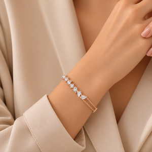 Bracelet tennis en or jaune et diamants taille poire, serti griffe, bijoux de mariage classiques pour femme - Product Image 5