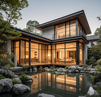 Maison préfabriquée modulaire de luxe moderne chinoise, villa préfabriquée moderne avec piscine, 280 m2 de surface habitable + 45 m2 de terrasse avec 4 chambres