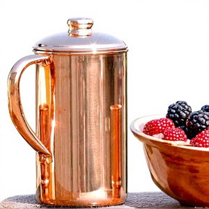 Classic Hammered Copper Water Pitcher with Lid 1.7L Eco-Friendly Handmade Drinking Jug and Cups for Home Party Use - Product Image 6