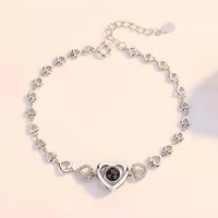 Collier unisexe personnalisé avec projection photo en forme de cœur en acier inoxydable plaqué or et zircon, idéal pour le dropshipping de bijoux
