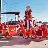 Manège unique sur le thème des luges de Noël, équipé de lumières LED, avec avion autoportant et manège rotatif