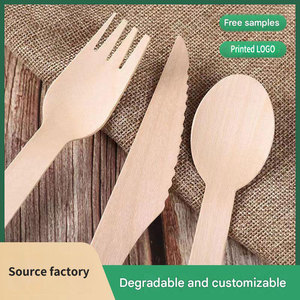 Cuchillo, Cuchara y Tenedor Desechables Ecológicos de Madera de Abedul - Product Image 2