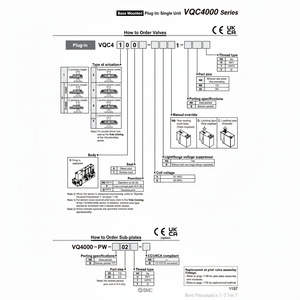 Válvula Solenoide Neumática SMC Válvula de Control de VQC4100-51 - Product Image 1