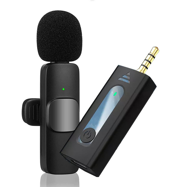 Portable Mini Professional Wireless Lavalier Microphone K35 with Metal Construction 3.5mm Jack Noise Cancelling & LED Lights
