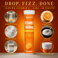 Comprimés effervescents de vitamine C, calcium, magnésium et zinc 1000mg – Complément immunitaire