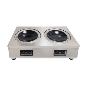 Cocina de Inducción Comercial de 3500W con Panel de Cerámica, Acero Inoxidable, Control Táctil, 2 Quemadores y Función de Vapor y Hervido - Product Image 1