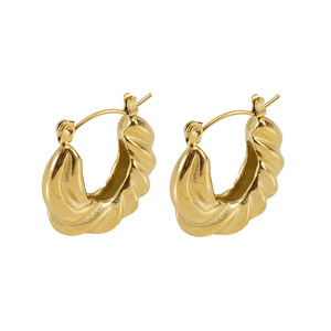 Zogxin Twisted <b>Huggie</b> Earrings Gold <b>Silver</b> U Shape Women's Everyday Wear Stainless Steel Fashion Jewelry - Product Image 5