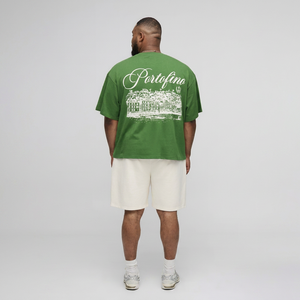 Camiseta Larga Verde Oversize para Hombre Portofino, Estilo Urbano, Manga Regular, 100% Algodón Jersey, Ajuste Cómodo, Ecológica y Transpirable - Product Image 1