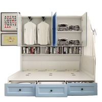 Armoire en bois moderne et minimaliste personnalisable, gain de place, multifonctionnelle, avec bibliothèque intégrée, pour chambre à coucher et petit appartement