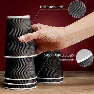 Eco-Friendly Customized Ripple 8/<b>12</b>/16oz Corrugated Board Disposable Paper Cup Recycled Materials for Eco-conscious Consumers - Product Image 2