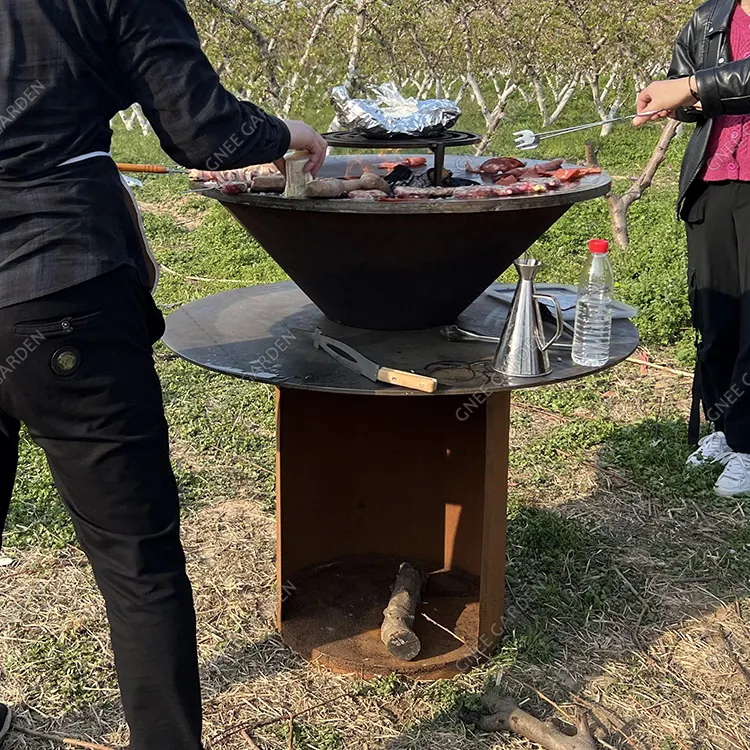 Griglia per barbecue da esterno in acciaio Corten griglia per barbecue a Gas per esterni Brasero a carbone e Gas per cucina all'aperto usata