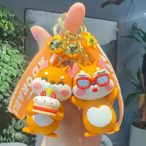 Custom PVC Cartoon Silicone DIY Car Keychain Pendant Soft Rubber Mascot With Offset Printing For Carabiner Keychain