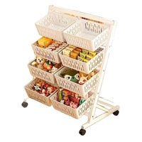 Étagère à légumes sur pied, chariot de rangement multi-niveaux en métal avec roulettes, étagère multifonction pour collations, utilisation en cuisine