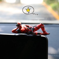 Figura de Acción de Deadpool Estilo Anime en Postura Sentada Modelo Mini Muñeco X-Men Decoración para Coche Colección Marvel Juguete para Niños