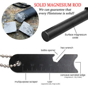 Kit de démarrage de feu en ferrocérium percé Baiyuheng OEM avec cordon de paracorde, poignée et marteau - Product Image 4