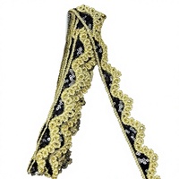 En stock : Bordure en dentelle à paillettes et strass dorés pour chaussures, sacs, vêtements – Plusieurs types disponibles, largeur 4 cm