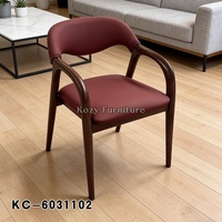 Chaise de salle à manger moderne minimaliste en cuir PU avec cadre en bois massif, fauteuil pour la maison, restaurant, hôtel, vente en gros