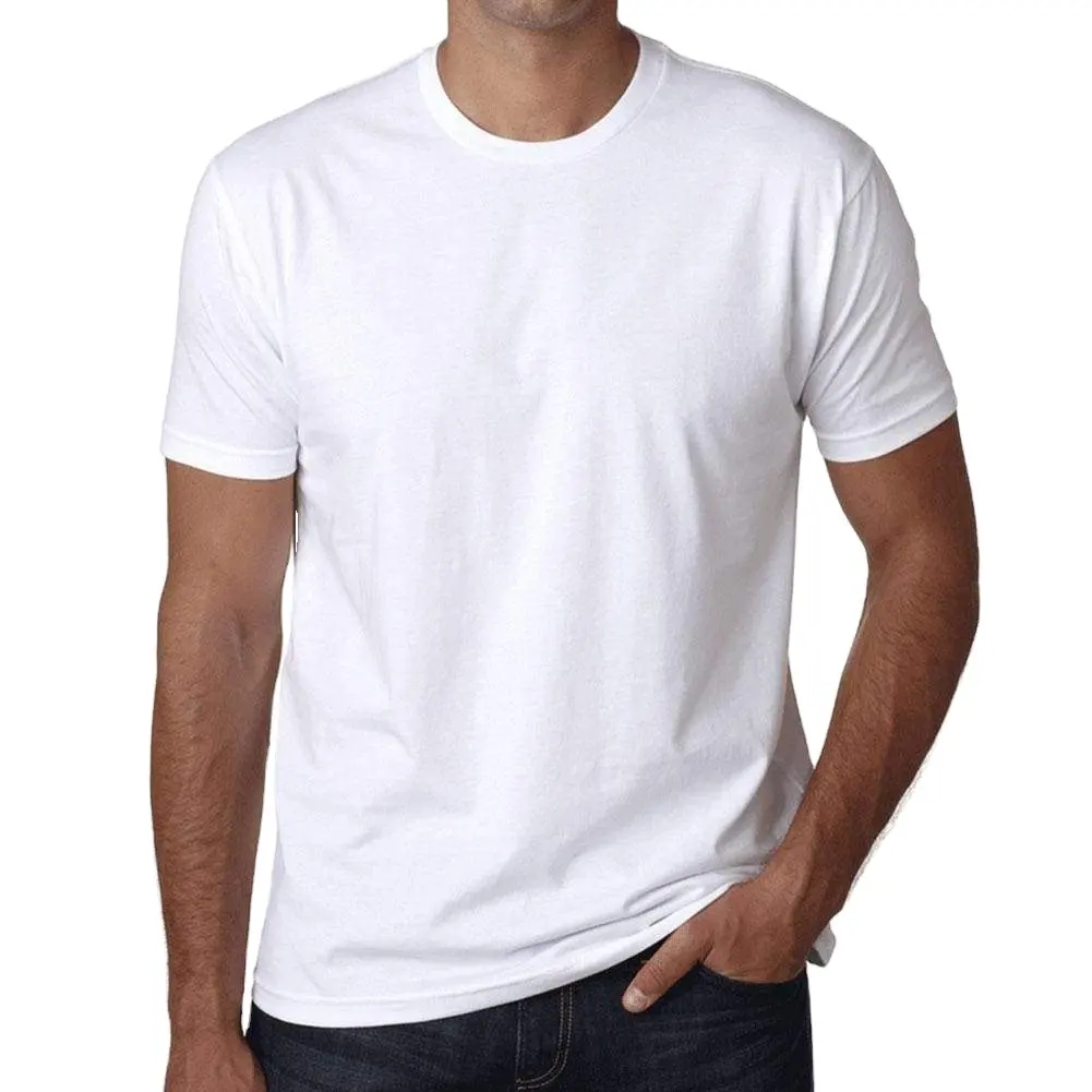 men's slim fit top quality sticker printing 50% cotton 50% polyester t shirt with custom logo