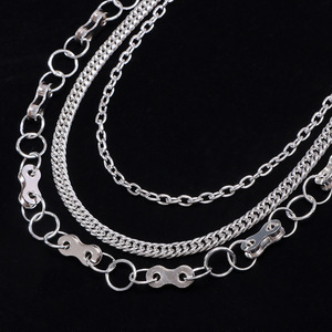 Multi Layered Zinc Alloy Waist <b>Chain</b> With Lock Pattern For <b>Jeans</b> Hip Hop Casual Fashion Accessory - Product Image 3