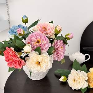 Arreglo de Flores de Peonía Artificiales, Flores de Seda de Alta Simulación, Decoración para Bodas y Hogar, Duraderas - Product Image 3