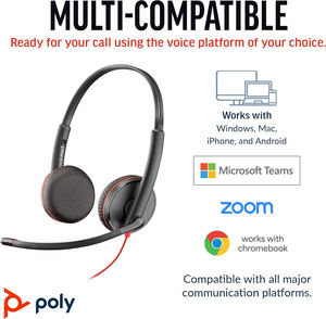 Casque POLY <span class=keywords><strong>Plantronics</strong></span> Blackwire C3225 C3200 Series 3.5mm+<span class=keywords><strong>USB</strong></span>-C/A, Casque stéréo binaural C3220, filaire P/N : 8X229A6 - Product Image 5