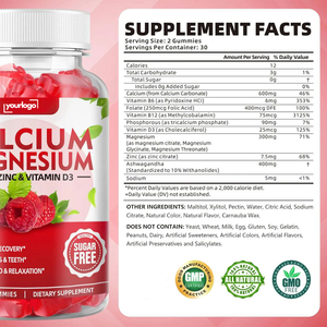 Gummies Calcium Magnésium - Soutien Osseux et Immunitaire avec Vitamine D3 K2 Zinc - Complément Vitaminique pour <span class=keywords><strong>la</strong></span> Croissance des Hommes et des Femmes - Product Image 3