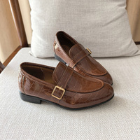 Nouvelles Chaussures Habillées Décontractées en Cuir PU à Boucle pour Garçons et Filles, Pointure 21-42, Style Mocassins à Enfiler à Bout Pointu, Exportation Royaume-Uni