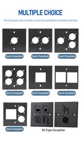 Plaque murale/plaque frontale en alliage d'aluminium <span class=keywords><strong>SETO</strong></span> 1/2/3/4 ports, module jack Keystone 1 gang type 86 Cat3/Cat5e/Cat6/Cat6A - Product Image 6