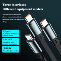 100W 3 en 1 USB 6A Câble de charge mécanique Câble de chargeur Micro USB Type C Câble de données rétractable pour téléphones Produits numériques