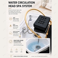 Table de lavage et de massage multifonctionnelle moderne beige pour salon de beauté, avec cuvette en céramique extensible, pour hydrothérapie capillaire et lit de shampoing spa