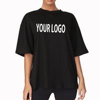 T-shirts décontractés pour femmes, grandes tailles, coupe oversize, épais, 100 % coton biologique, épaules tombantes, ajustés, avec broderie de logo personnalisée, couleurs unies
