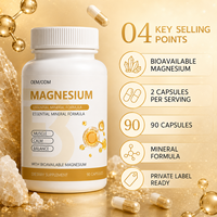 Capsules de magnésium à marque privée OEM, apaisement quotidien, bien-être musculaire, nutrition minérale, 90 unités, fabricant de compléments alimentaires
