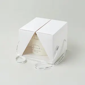KinSun ile 6 inç 8 inç taşınabilir beyaz kek kutusu pencere rüzgar mus doğum günü düz kek kutusu tatlı ambalaj kutusu kek için