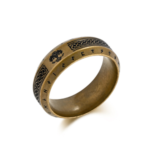 Anillo Vikingo con Runa Luen de Árbol de la Vida Hecho en Fábrica para Hombre, Anillo de Joyería Masculina de Acero Inoxidable con Baño de Oro, Estilo Retro y Moderno - Product Image 3