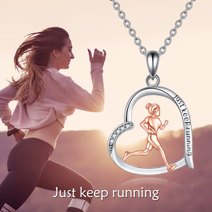 YFN joyería fina plata esterlina 925 dos tonos corriendo mantener corriendo corazón colgante collar - Product Image 6