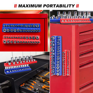 26 Stück Red & Blue Magnetic Socket Organizer Set Metrisch und SAE Flach, 1/4 Zoll, 3/8 Zoll, 1/2 Zoll Sockel halter - Product Image 2