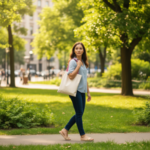 Borsa Tote Multiuso Ilan 37x45 Cm Colore Naturale con Manici Rosa - Product Image 2