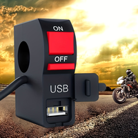 Interrupteur à bouton-poussoir pour guidon de moto en plastique de 7/8 pouces, connecteur USB, commandes de chargeur, éclairage avant 12V. Compatible avec les motos électriques