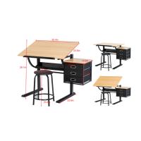 Bureau d'étude multifonctionnel pour l'artisanat d'art Table à dessin avec tabouret