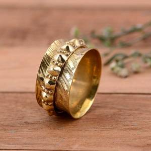 Bague tournante de méditation unisexe en laiton fait main avec sertissage clos et plaqué or 14K, style bohème unique - Product Image 6