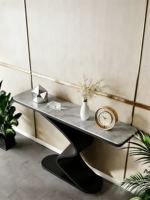 Console moderne de style italien en métal léger avec plateau en pierre pour l'entrée de la maison, le couloir ou comme meuble de réception.