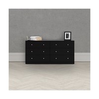 3 pièces ensemble de 2 commodes et 6 tiroirs commode Double-noir meubles de chambre à coucher