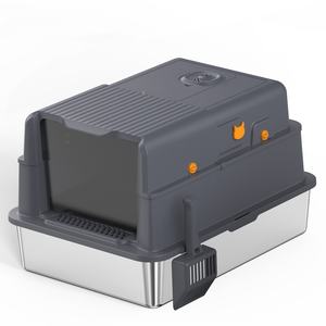 OEM Extra Wide Entrance Edelstahl Geschlossene Katzen toilette mit Klappdeckel Easy Clean Covered Metal Kitty Katzen toilette - Product Image 3