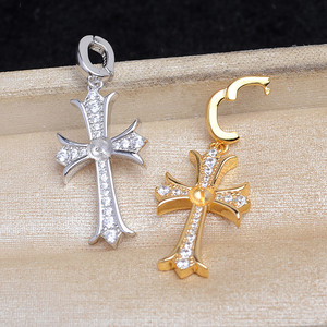 Accesorios para Manualidades, Colgante de Cruz de Plata S925, 5-6 mm, Hueco, para Collar, Adorno Colgante para Fabricación de Joyas con Perlas, Modelo Plateado 6022 - Product Image 2