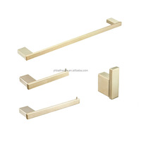 Ensemble d'accessoires de salle de bain en or, 4 pièces, en acier inoxydable SUS304, barre porte-serviettes, porte-papier toilette, crochet pour peignoir, accessoires muraux