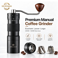 Moulin à café professionnel Kingze de qualité supérieure, en acier inoxydable CNC 420, réglable externement, portable, manuel