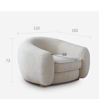 Canapé simple en tissu style crème français, design simple et moderne, pour petit appartement, fauteuil de designer, ours polaire