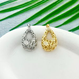Pendentif de niche européen-américain en alliage de zinc, creux, géométrique, en forme de goutte d'eau, serti à griffes, breloque de collier cadeau - Product Image 4
