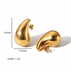 Odian Jewelry 2024 New Trends 18k Real Gold Plated Small Size Tear Drop Earrings Recycle Jewelry Water Drop Stud Earrings Gold